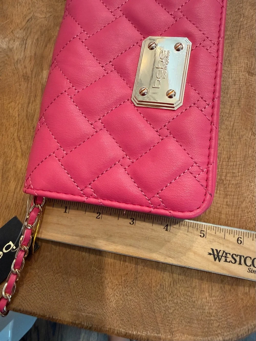 bebe Stanley Crossbody Bag in Barbie Pink with Chain Strap